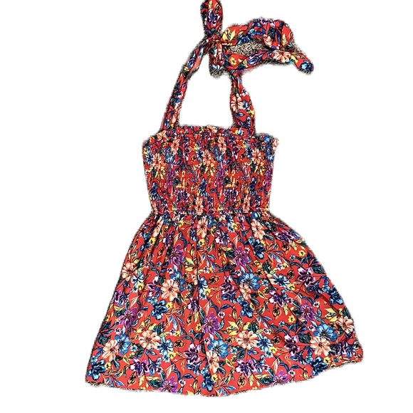 B.O.G Collective. Floral Tie Dress Women’s XS red with multi color flowers - Picture 2 of 11